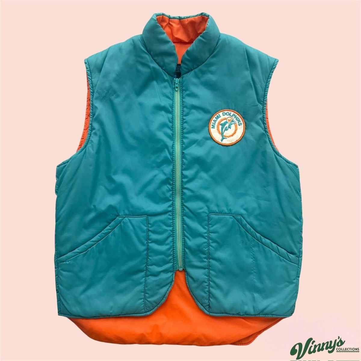 Vintage 80s Sears Roebuck Co Miami Dolphins Football Vest Youth XL