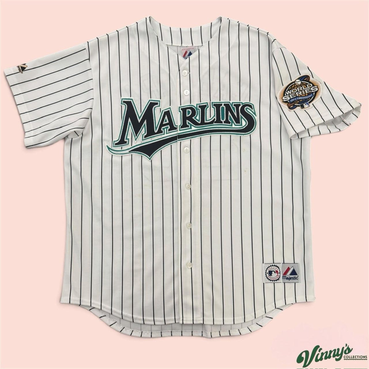 Vintage Majestic Florida Marlins 2003 World Series Miguel Cabrera Jersey Mens XL