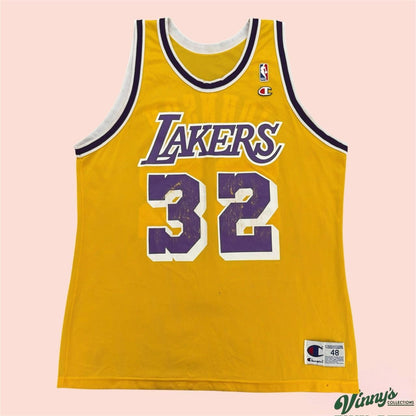 Vintage 90s Champion Los Angeles Lakers Magic Johnson Basketball Jersey Mens XL