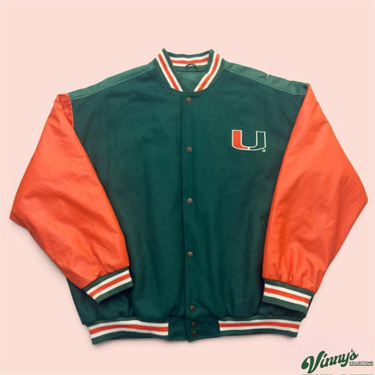 Vintage 00s Steve & Barry’s Miami Hurricanes College Varsity Jacket Mens 2XL